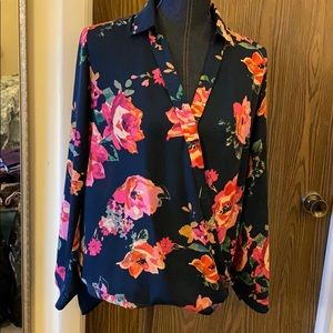 SZ Small long-sleeve blouse.  Blue/green blend